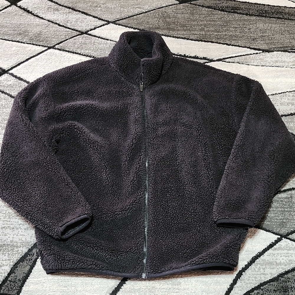 VS PINK 2021 BLACK COZY FAUX-FUR SHERPA FULL-ZIP JACKET